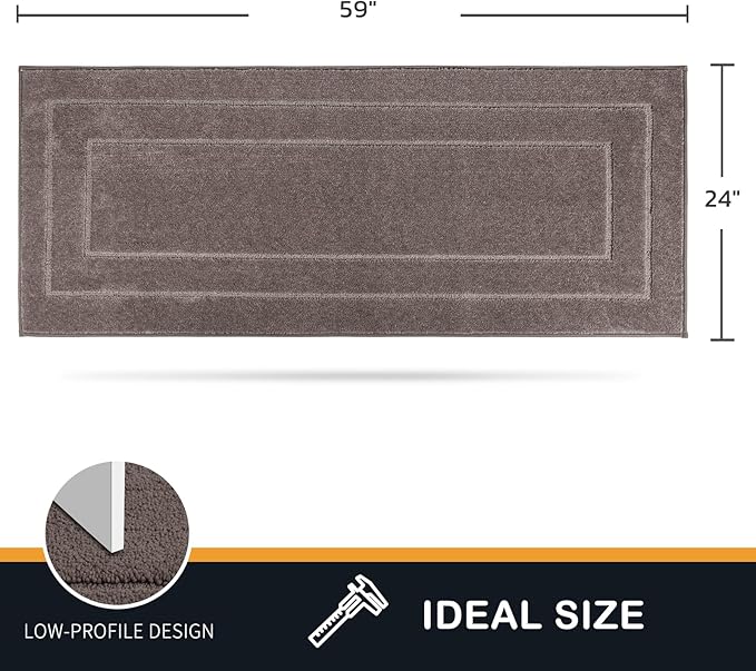 PURRUGS Dirt Trapping Door Mat 24" x 59", Non-Slip/Skid Machine Washable Entryway Rug, Dog Doormat, Super Absorbent Welcome Mat for Muddy Wet Shoes and Paws, Grayish Brown-Ruum Studio Home