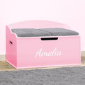 DIBSIES Personalized Creative Wonders Toy Box, Signature Series for Girls, 30 x 19.25 x 18 inches, Soft-Close Lid (Pink)-Ruum Studio Home