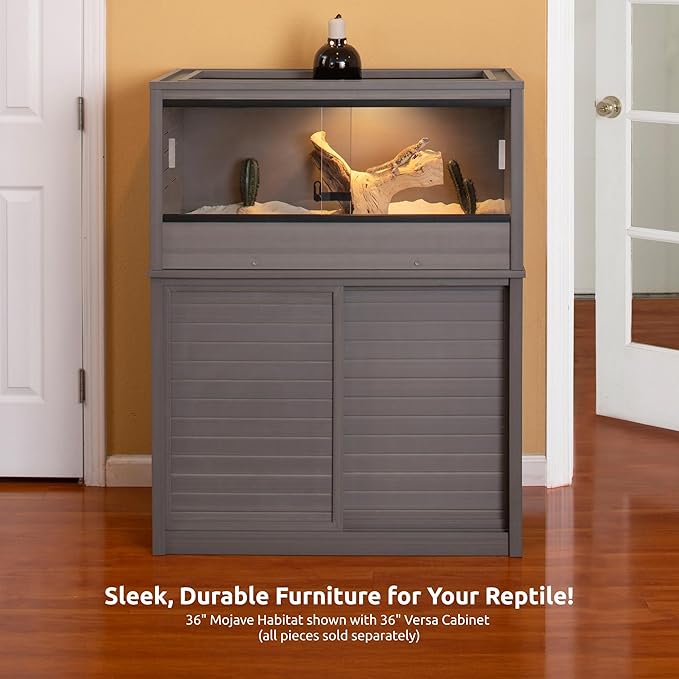 New Age Pet ECOFLEX 36" Mojave Reptile Lounge -Durable Wood Plastic Composite Habitat with Ventilation, Removable Glass Doors & Lock, Easy Assembly, for Tortoises, Snakes, Iguanas-Ruum Studio Home