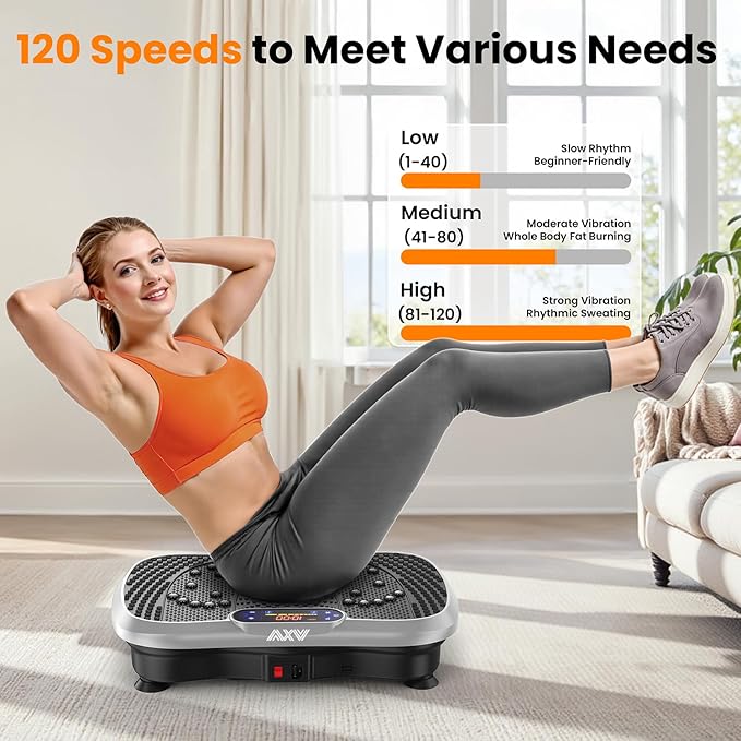 AXV Vibration Plate Fitness Platform Exercise Machine Vibrating Lymphatic Drainage Shaking Full Body Shaker Workout Vibrate Stand Shake Board Sport Gym for Weight Loss Fat Burner for Women Men-Ruum Studio Home