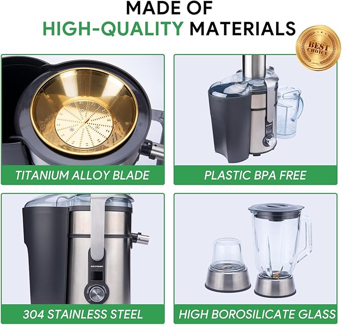 Juicer Machine, Blender & Grinder Combo 3 in 1 for Smoothies, Juice, Processing, Grinding & More 1300W Centrifugal Juice Extractor for Fruit Vegetable with 5 Speeds LCD Screen, Easy to Clean-Ruum Studio Home