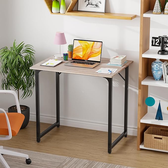 PayLessHere | 32 Inch Computer Desk | Nature | Office Desk with Metal Frame, Adjustable Feet | Water-Resistant, Scratchproof Surface | Sturdy Writing Table for Home Office or Study | Pack of 1-Ruum Studio Home