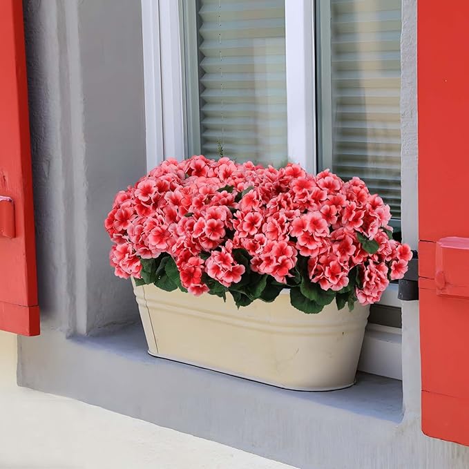 Hananona Artificial Geranium Flowers for Outdoors Geranium Silk Flowers Outdoor UV Resistant Garden Plants Faux Flowers for Home Kitchen Table Centerpieces Decor (12, Peach)-Ruum Studio Home