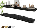 Fun Memories 55 Inch Floating Shelves for Wall 2 Pack Shelves for Bedroom|Kitchen|Bathroom 55 x 9.3 Inch Wood Floating Shelf with Invisible Brackets for Books|Storage|Decor, Black-Ruum Studio Home