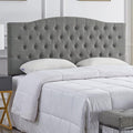 24KF Upholstered Tufted Button Linen Fabric Headboard,Comfortable Fashional Headboard Queen/Full Size,Granite-Ruum Studio Home