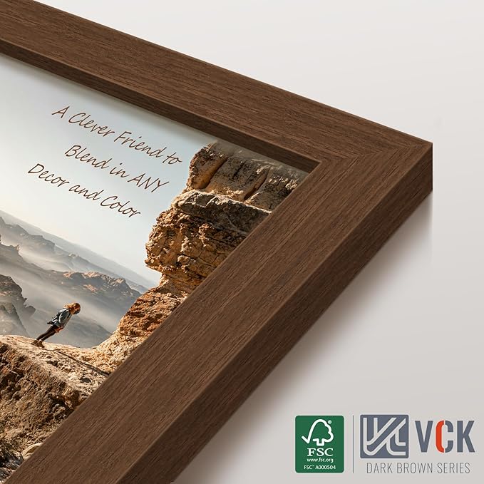 VCK 24x30 Brown Poster Frame 3 Pack, Wood Picture Frame with Exclusive Wood Grain, Wall Mounting Hanging-Ruum Studio Home