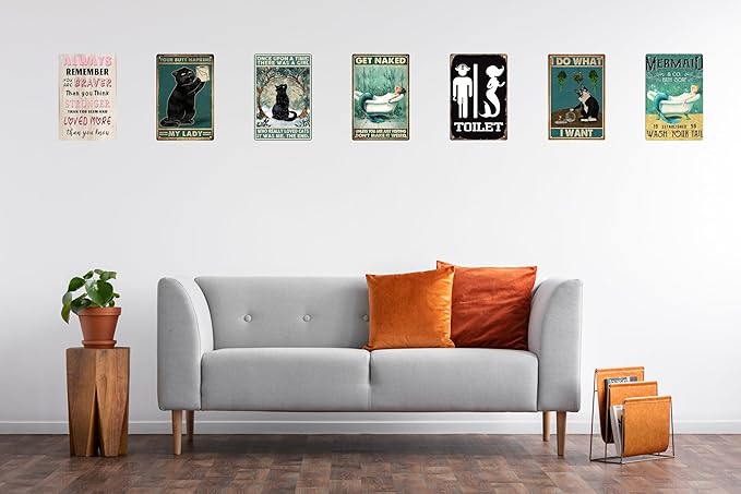 Black Cat Decor Vintage Metal Tin Sign Black Cat Once Upon a Time There was a Girl Poster Art Decor Home Bar Poster Cute Posters Cat Posters 12 x 8 Inch-Ruum Studio Home