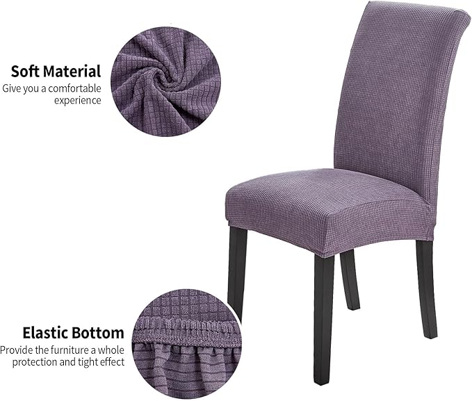 Joccun Chair Covers for Dining Room Set of 2, Dining Chair Slipcovers Stretch Dining Room Chair Covers Seat Protector,Washable Parsons Chair Cover for Home,Hotel(Grapeade,2 Pack)-Ruum Studio Home
