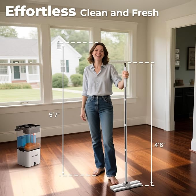 Mop and Bucket Set, Flat Microfiber Mops for Floor Cleaning, Wall Cleaner Mop and Bucket System with Wringer, Wet and Dry Use-Ruum Studio Home