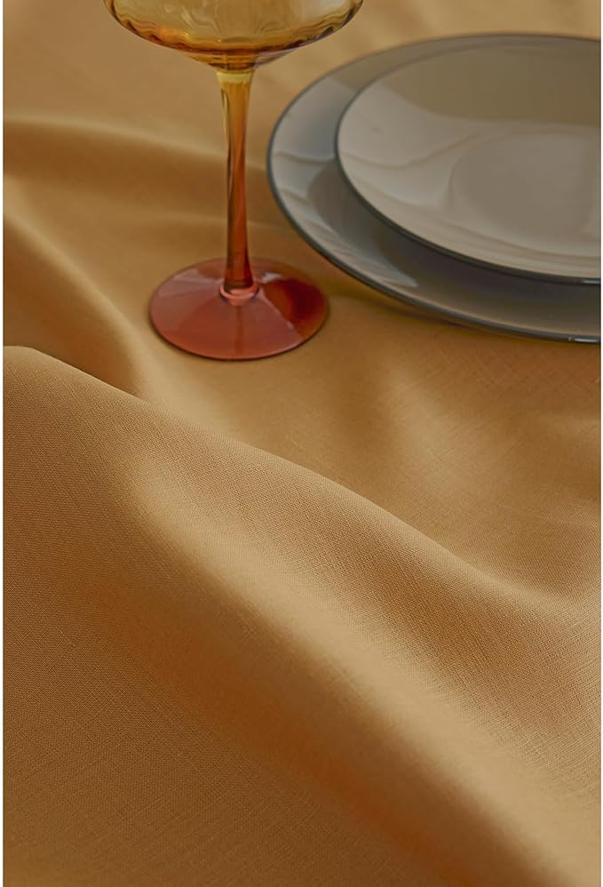 Solino Home Linen Caramel Table Runner 132 Inches Long - 100% Pure Linen Extra Long Table Runner 14 x 132 Inch for Fall, Autumn, Thanksgiving - Fete-Ruum Studio Home