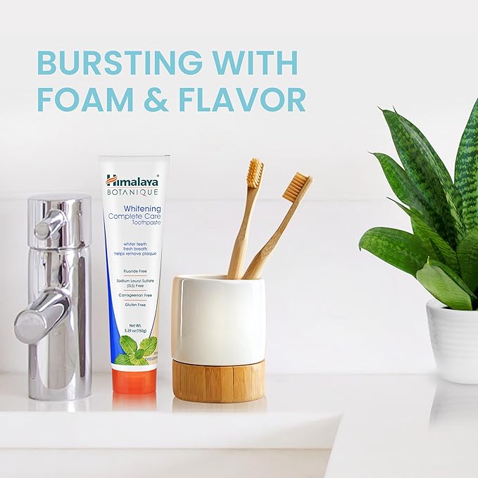 Himalaya Botanique Whitening Complete Care Toothpaste, Peppermint Flavor - Whitening Toothpaste Without Fluoride for Brighter Teeth & Fresh Breath - Vegan, Gluten Free, 5.29 oz-Ruum Studio Home