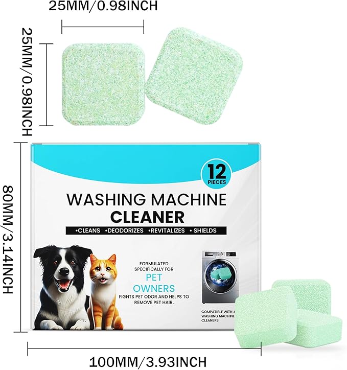 Washing Machine Cleaner 48 Pack-24 Month Supply,Cleaning Tablets Formulated for Pet Owners for He,Easy Pet Hair Remover for Laundry.Top & Front Load Washer.Septic Safe.-Ruum Studio Home