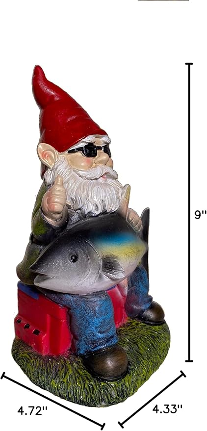 Fishing Gnome with Tuna Fish,Fishing Garden Gnomes Outdoor,Funny Garden Gnome 9“，Fishing Gnomes Decorations for Yard (Fishing Gnome)-Ruum Studio Home