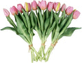 15pcs Artificial Tulips Flowers, Fake Tulips Real Touch, Faux Latex Bouquets, for Party Wedding Home Room Decoration (Pink)-Ruum Studio Home
