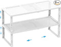 Expandable Spice Rack,Stackable Storage for Cabinet, Multi-Functional Kitchen Shelving,Height-Adjustable,Sustainable Organizer Solution(2Packs/White/Medium)-Ruum Studio Home