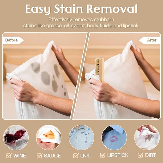 3 Pcs Wood Laundry Stain Brush Stain Remover Brushes with Boar Bristle Small Stain Brush for Clothes for Scrubbing Stains from Furniture Fabric Leather(3 Pcs D)-Ruum Studio Home