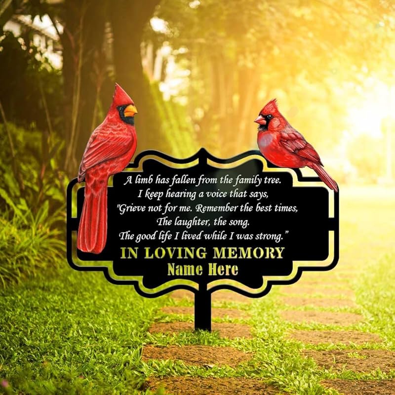 Personalized Cemetery Memorial Metal Stakes, Cardinals Memorial Grave Markers,Graden Decorations for Loss of Mother Father, Outdoor Sympathy Decor Gift-Ruum Studio Home