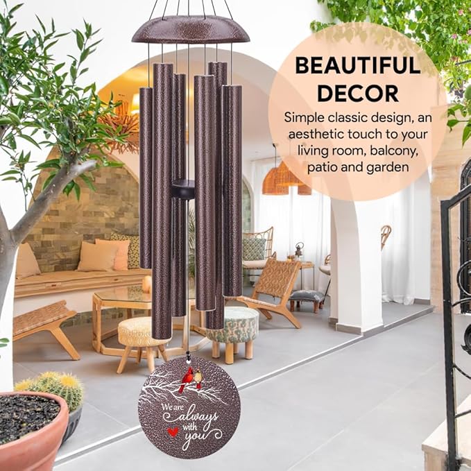 Personalized Sympathy Wind Chimes, Cardinal Wind Chimes, Wind Chime for Loss of Loved Father/Mother/Lover, Commemorative Sympathy Bereavement Gifts for Condolences/Funeral-Ruum Studio Home