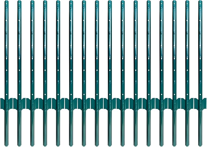 ARIFARO Fence Posts 3 Feet Sturdy Duty Metal Fencing Poles, Pack of 16, No Dig Garden U Post for Wire Fencing Steel Post for Yard, Outdoor Wire-Ruum Studio Home