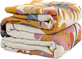 Boho Throw Blanket for Couch Sofa Bed, 100% Cotton Woven Quilt with Tassel 60”x80”, Super Soft Muslin Blanket with Floral Printed, Decorative Reversible Bed Blanket/Cover for All Seasons-Ruum Studio Home