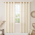 LAMIT Semi Sheer Linen Curtains for Living Room, 80 Inch Length, Light Filtering Panels Bronze Grommet Faux Linen Textured Window Drapes for Bedroom/Porch, Beige, 52 x 80 Inch, 2 Panels-Ruum Studio Home