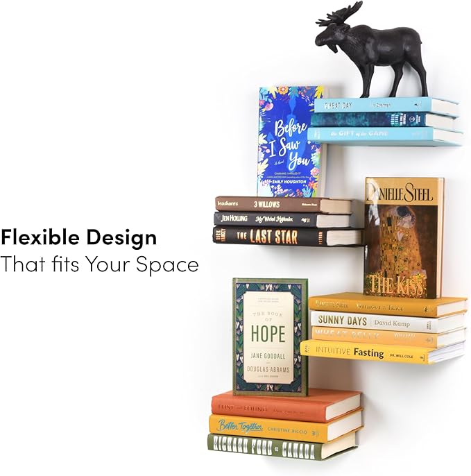 Floating Invisible Bookshelf Wall Mounted (Set of 4) - Aluminum - Turn Books into Floating Shelves-Ruum Studio Home