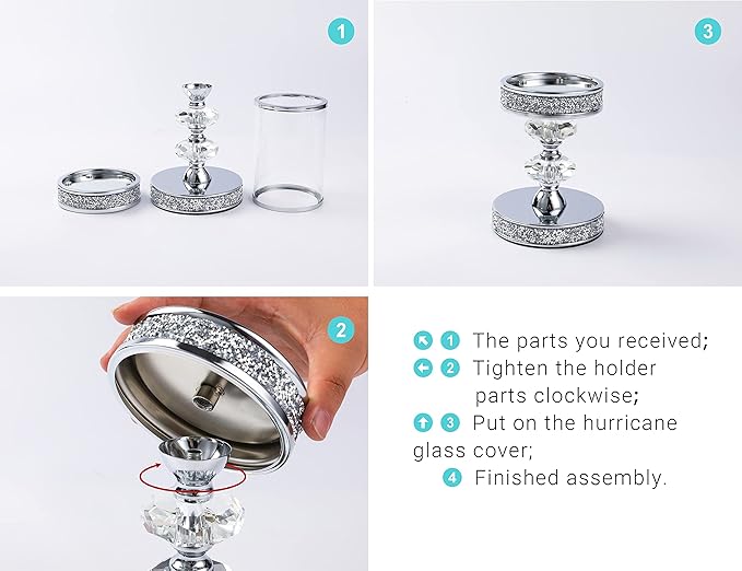 Candle Holder for Pillar Candle, Pillar Candle Holders for Wedding, Coffee Dining Table, Christmas, Table Centerpieces, Home Décor ZXC048D (1 Crystal Ball)-Ruum Studio Home
