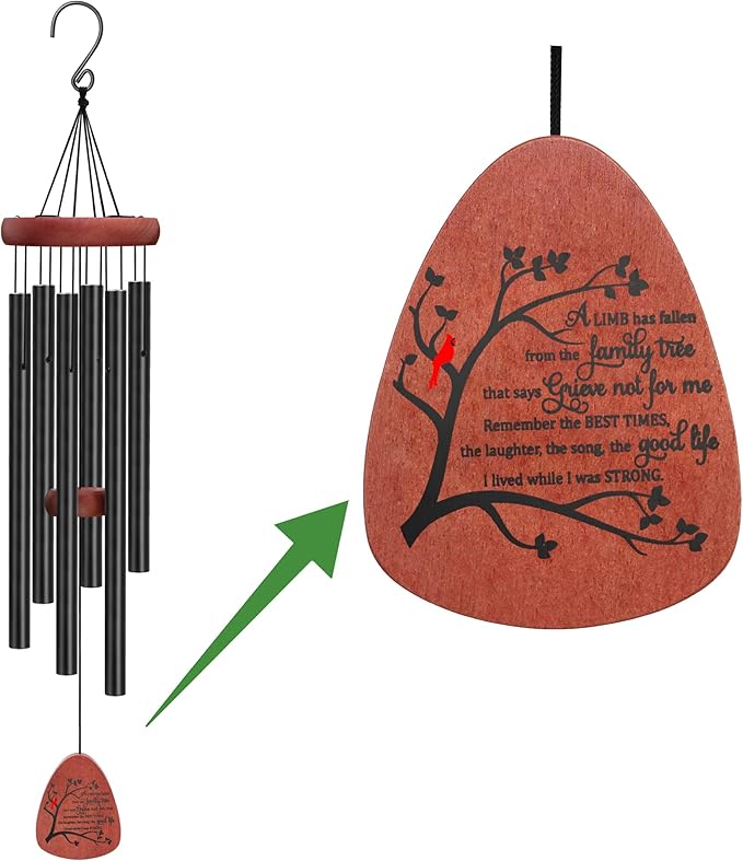 Memgift Memorial Wind Chimes for Outside- Sympathy Gift for Loss of Mom or Dad, Outdoor Keepsake with Soothing Tone for Garden, Yard in Memory of Loved One-Ruum Studio Home