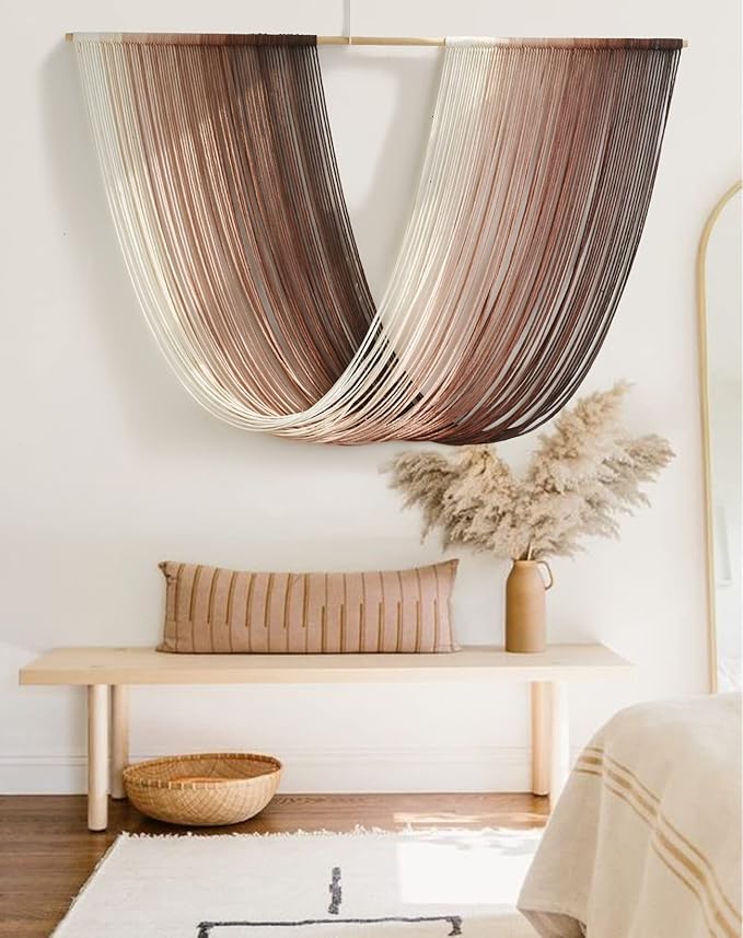 Flber Tie-Dye Macrame Wall Hanging Large Bohemian Yarn Tapestry Wall Décor,59" Wx 35" L-Ruum Studio Home