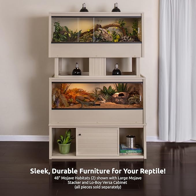 New Age Pet ECOFLEX 48" Mojave Reptile Lounge -Durable Wood Plastic Composite Habitat with Ventilation, Removable Glass Doors & Lock, Easy Assembly, for Tortoises, Snakes, Iguanas-Ruum Studio Home