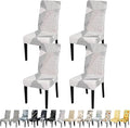 JQinHome White Chair Covers for Dining Room Set of 4, High Stretch Removable Washable Parsons Chair Slipcover for Home Party Hotel Wedding Ceremony (4PCS, Geometric)-Ruum Studio Home