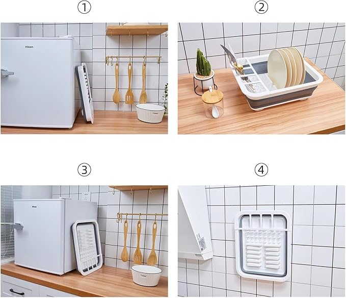 THANSTAR Collapsible Dish Drying Rack for RV Kitchen, Foldable Drainer Organizer for Kitchen Countertop, Space Saving Portable Dish Rack for Campers, Travel Trailer & Small Spaces, Easy Storage, Grey-Ruum Studio Home