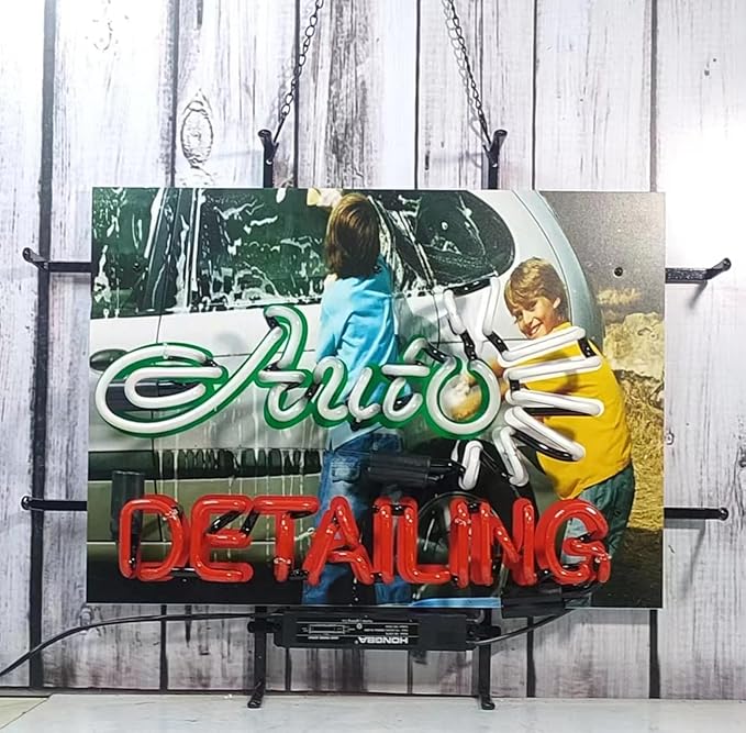 Auto Detailing Shop GLASS Neon Signs,GLASS Neon Light for Office Cafe Party Man Cave Neon Light Art Wall Lights 24 X 20 Inches-Ruum Studio Home