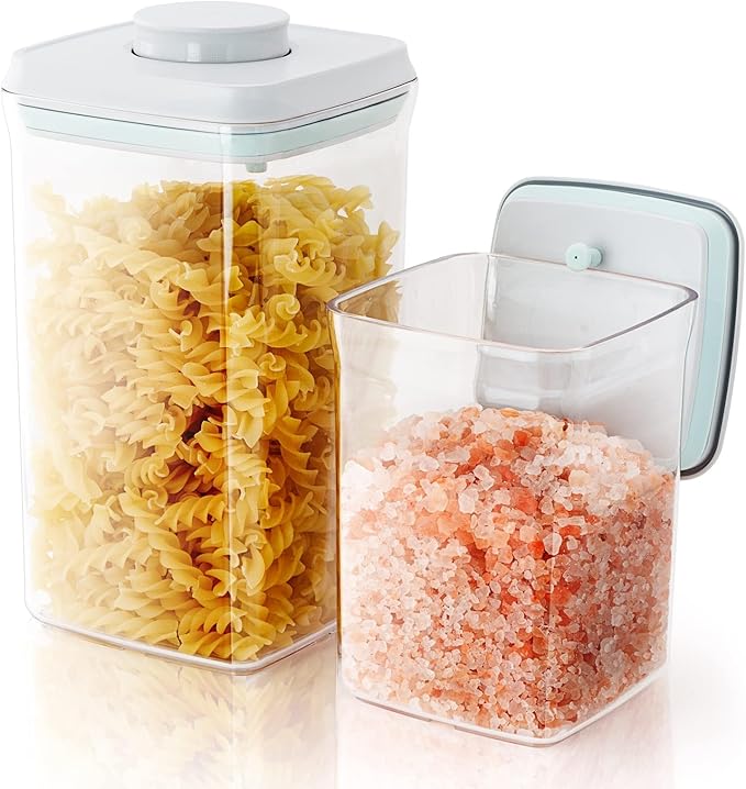 Pop Airtight Containers for Food Storage, Leakproof Air Tight Containers Pantry Storage Containers with Lids - Set of 2 (2.0Qt&0.9Qt)-Ruum Studio Home