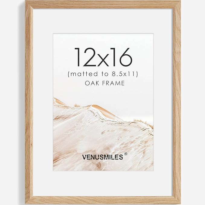 12x16 Picture Frame Natural Solid Oak Photo Frames with 8.5x11 Removable Mat Wall Hanging Large Handcrafted Frame with HD Plexiglass Wall and Tabletop Display Large Poster Frame-Ruum Studio Home