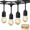 Svater 48 FT Outdoor String Lights 2W, Commercial Grade Patio Light with 15 pc Edison Shatterproof Bulbs, IP65 Waterproof LED Hanging Lighting for Bistro Cafe Market Outside Backyard, Warm White 2700K-Ruum Studio Home