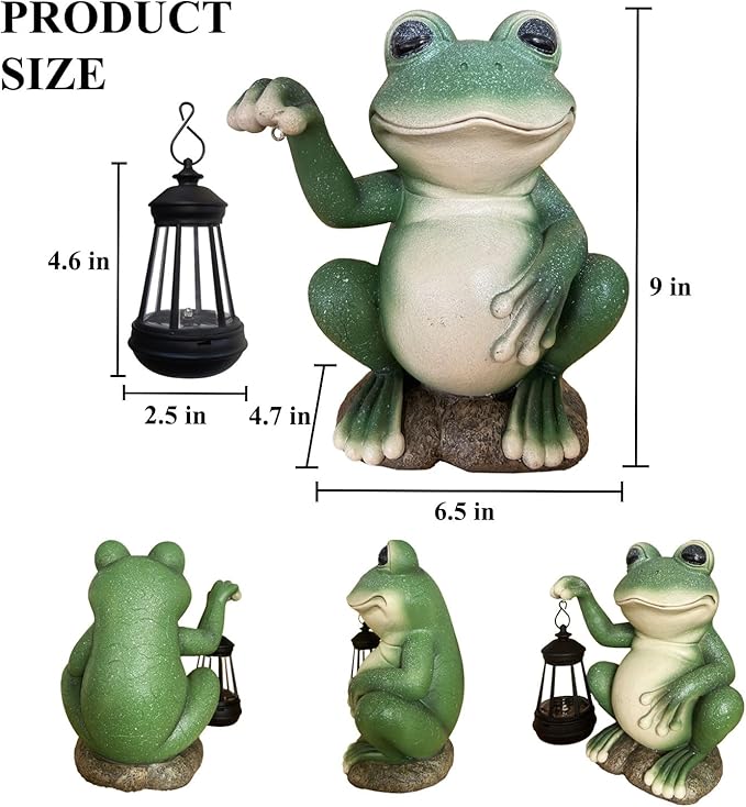 YODY Solar Garden Statues Outdoor Decor- Yard Decorations for Patio, Balcony, Backyard, Lawn Ornaments - Frog Figurines with LED Light- Unique Birthday House Warming Gifts for Women, Mom, Dad-Ruum Studio Home