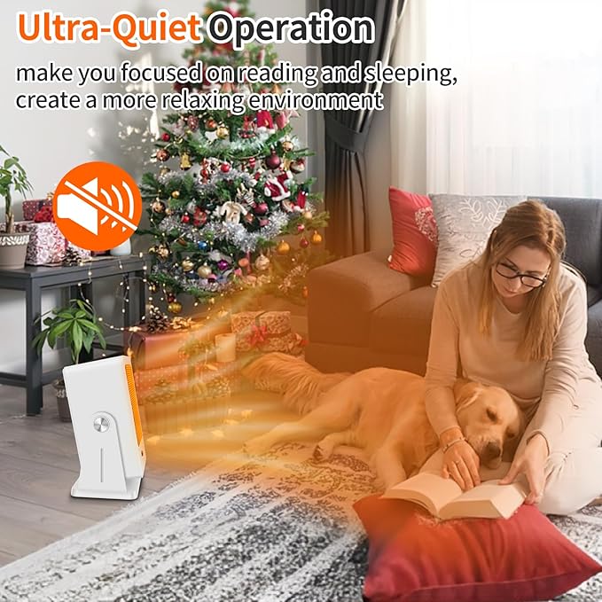 Portable Space Heaters for Indoor Use,Desktop Heater with 900W PTC 2s Fast Heating, 30° Adjustable Angle Design Small Electric Heater Lightweight for Personal, Office,Room,White-Ruum Studio Home