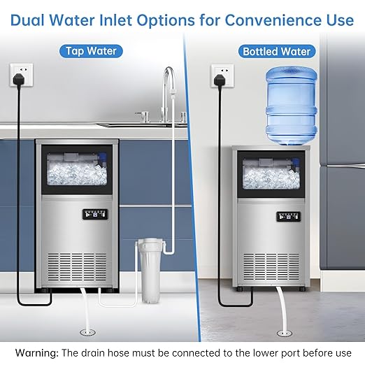 Ice Machine Commercial Ice Maker Machine, 150 Lbs /24H, 30 lbs Bin, Under Counter Built-in or Freestanding, Stainless Steel Household Use, Restaurant Bar Kitchen Cafe-Ruum Studio Home