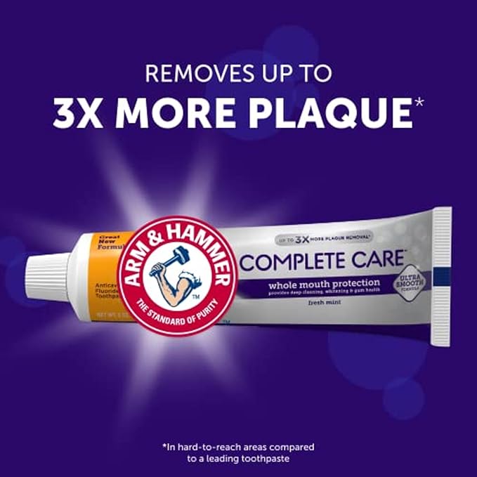 ARM & HAMMER Complete Care Toothpaste, Teeth Whitening Toothpaste with Baking Soda, Fluoride, Whole Mouth Protection, Fresh Mint Flavor, 6.0 oz (Pack of 4)-Ruum Studio Home