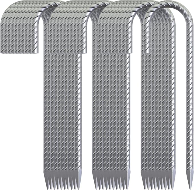 12 Inch Ground Stakes Heavy Duty J Hook 30 Pack Metal Spikes Galvanized Ground Anchors Rebar Tent Stakes for Fence, Bounce House, Gazebos and Outdoor Decorations Inflatables-Ruum Studio Home
