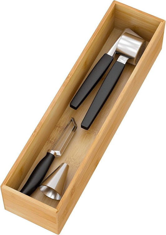 Bamboo Kitchen Drawer Organizer, Wooden Storage Box for Utensil Organizer Silverware Tray Cutlery Holder Flatware Containers - Multi-Use Deep Drawer Dividers Organizer for Bathroom, Jewelry, 12"3"2.5"-Ruum Studio Home