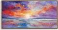 DUNHUANG ART Vibrant Orange Sunset Wall Art - Colorful Ocean Abstract Beach Decor for Living Room & Bathroom - Large Framed Coastal Seascape Picture - Ocean Sunrise Poster for Home Decoration 20"x40"-Ruum Studio Home