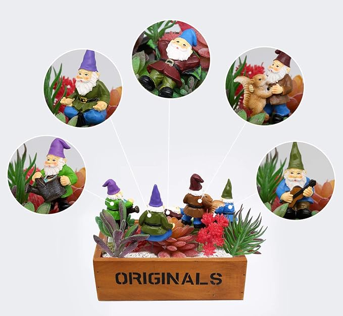 Garden Miniature Gnomes Set of 5PCS,Happy Life Gift for Outdoor Fairy Garden Yard Lawn Décor-Ruum Studio Home