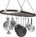 Sorbus Pot and Pan Rack for Ceiling 31" with 10 S Hooks — Decorative Oval Mounted Storage Rack — Multi-Purpose Organizer Great for Home, Restaurant, Kitchen Cookware, Utensils, Books, (Bronze)-Ruum Studio Home