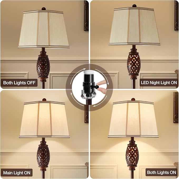 Luvkczc Vintage Floor Lamp - Brown Carved Resin with Hollow Light Design, Rustic Standing Lamp for Living Room, Bedroom, Study(Bulb Included)-Ruum Studio Home