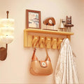 Wall Mounted Piano Key Hanger | Flip Style Hook | Entrance Wall Art Hook, Made of Oak Wood (3 Times Painted, 4 Times Polished) (Tray Beech, 6Hooks)-Ruum Studio Home
