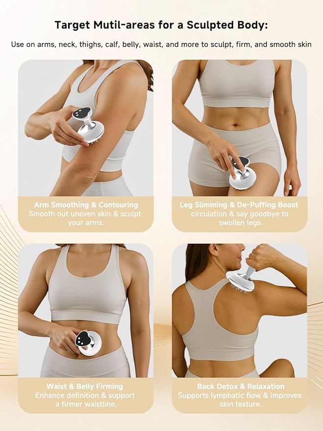 Lymphatic Drainage Massager, Electric Anti Cellulite Massage Tool, Helps Reduce Stretch Marks & Cellulite for Legs & Arms & Belly, Body Sculpting Machine with Microcurrent, Light, Heat & Vibration-Ruum Studio Home