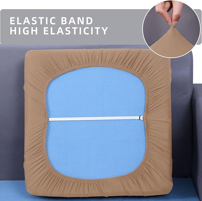 hyha Waterproof Couch Cushion Covers, Stretch Sofa Couch Seat Slipcover for Dog Washable, Non-Slip Waterproof Outdoor Cushion Covers for Patio Furniture Replacement (1 Piece for Small, Camel)-Ruum Studio Home