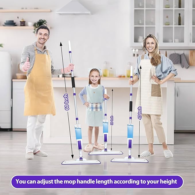 Spray Mop for Floor Cleaning with 60" Extension Handle, Dry/Wet Mop with 14oz Refillable Bottle, 3 Washable Pads&5 Disposable Refills for Hardwood Laminate Tile Floor Dust Cleaning.-Ruum Studio Home